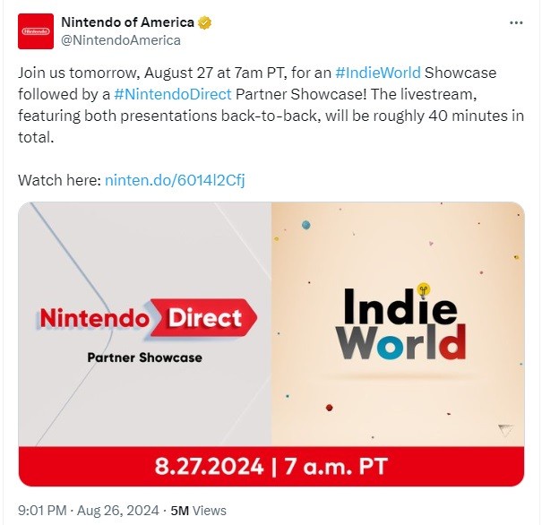 Nintendo Direct và Indie World sẽ diễn ra vào 21h tối nay k6wzru5
