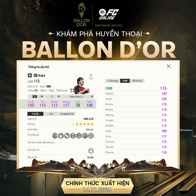 FC Online tung dòng thẻ Ballon d’Or tôn vinh dàn huyền thoại bóng đá thế giới- Ảnh 10. FC Online tung dòng thẻ Ballon d’Or tôn vinh dàn huyền thoại bóng đá thế giới- Ảnh 10.