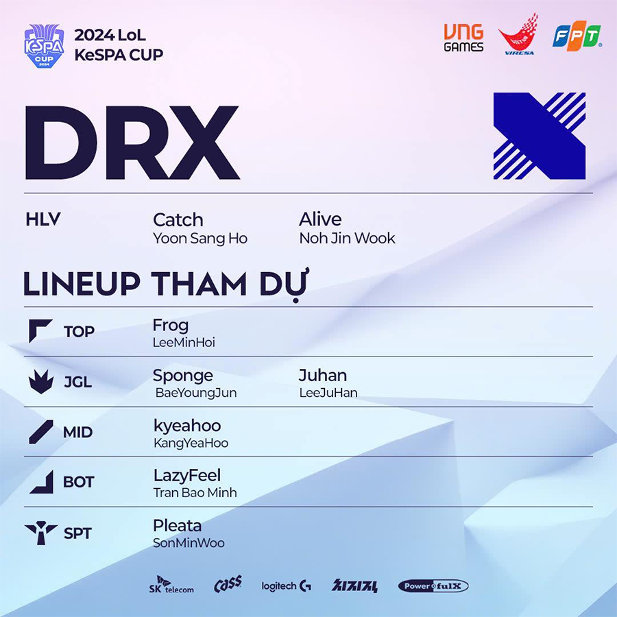 kespa-drx Đội hình 12 đội tuyển tham dự KeSPA Cup 2024: Chovy và Showmaker có mặt, Lazyfeel thay Teddy kespa