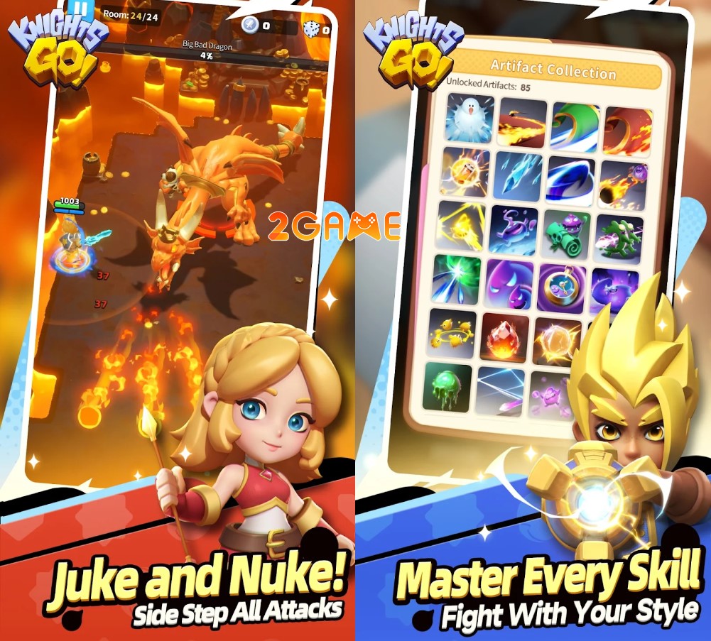 Các kỹ năng xịn xò cùng những thánh tích độc đáo trong game Knights Go