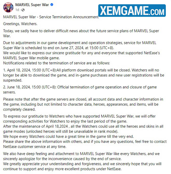 MARVEL Super War bất ngờ tuyên bố ngừng hoạt động marvel super war dong cua 3