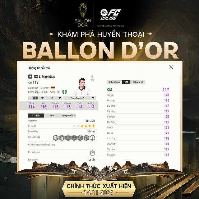 FC Online tung dòng thẻ Ballon d’Or tôn vinh dàn huyền thoại bóng đá thế giới- Ảnh 9. FC Online tung dòng thẻ Ballon d’Or tôn vinh dàn huyền thoại bóng đá thế giới- Ảnh 9.