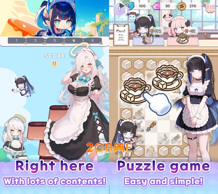 Merge Maid Cafe – Isekai Story: Game mô phỏng, hợp nhất với những cô hầu gái dễ thương mergemaidcafe 3