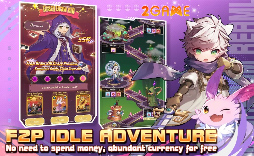 Tựa game Mushroom Saga Adventure sở hữu lối chơi Idle RPG đơn giản và thú vị