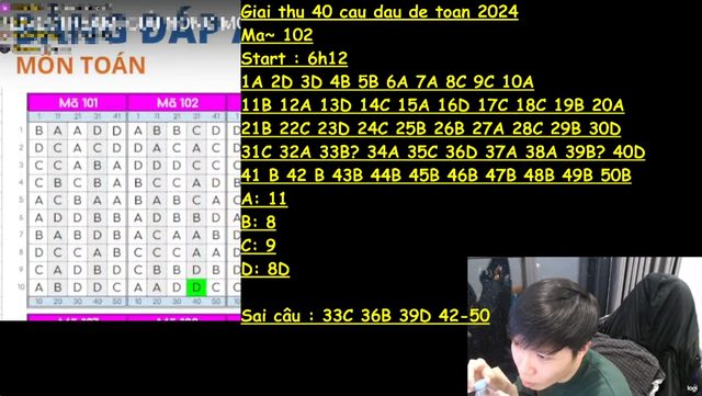 Em Chè ĐTCL livestream giải đề thi THPT quốc gia, điểm số khiến người xem phải giật mình bất ngờ - Ảnh 3.