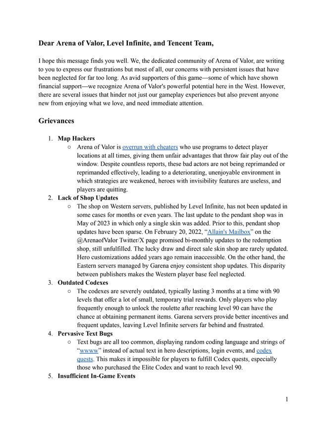 Quá bất lực, người chơi Liên Quân quốc tế phải viết cả tâm thư để “cầu xin” Tencent chú ý- Ảnh 4. Quá bất lực, người chơi Liên Quân quốc tế phải viết cả tâm thư để “cầu xin” Tencent chú ý- Ảnh 4.