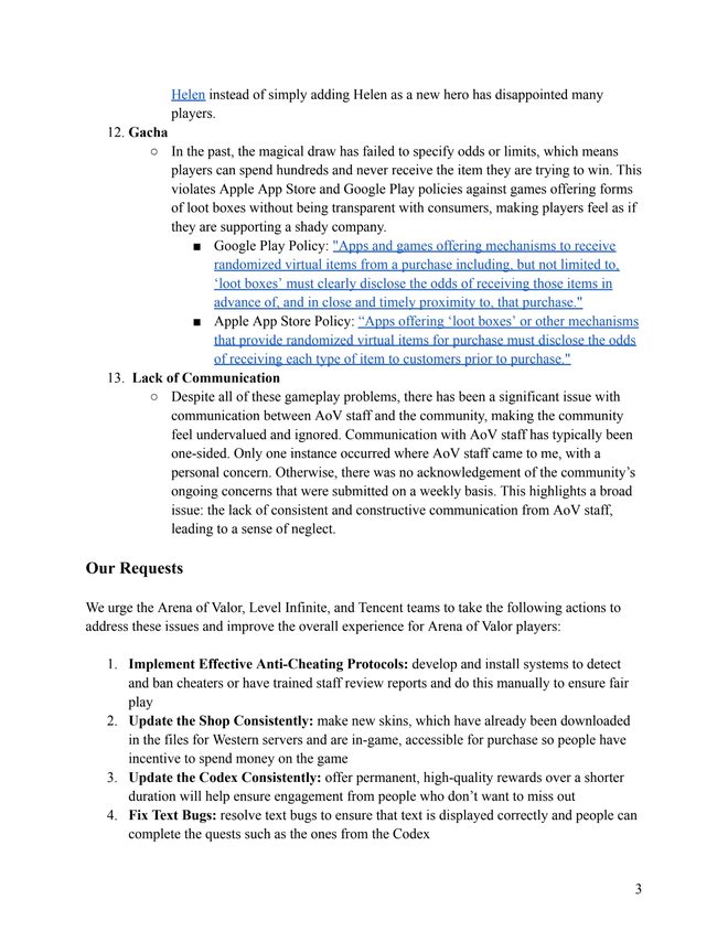 Quá bất lực, người chơi Liên Quân quốc tế phải viết cả tâm thư để “cầu xin” Tencent chú ý- Ảnh 6. Quá bất lực, người chơi Liên Quân quốc tế phải viết cả tâm thư để “cầu xin” Tencent chú ý- Ảnh 6.