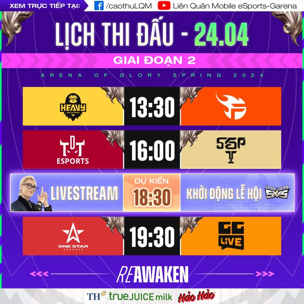 s1 Liên Quân Mobile: Lịch thi đấu giai đoạn 2 - vòng bảng ĐTDV Mùa Xuân 2024 s1