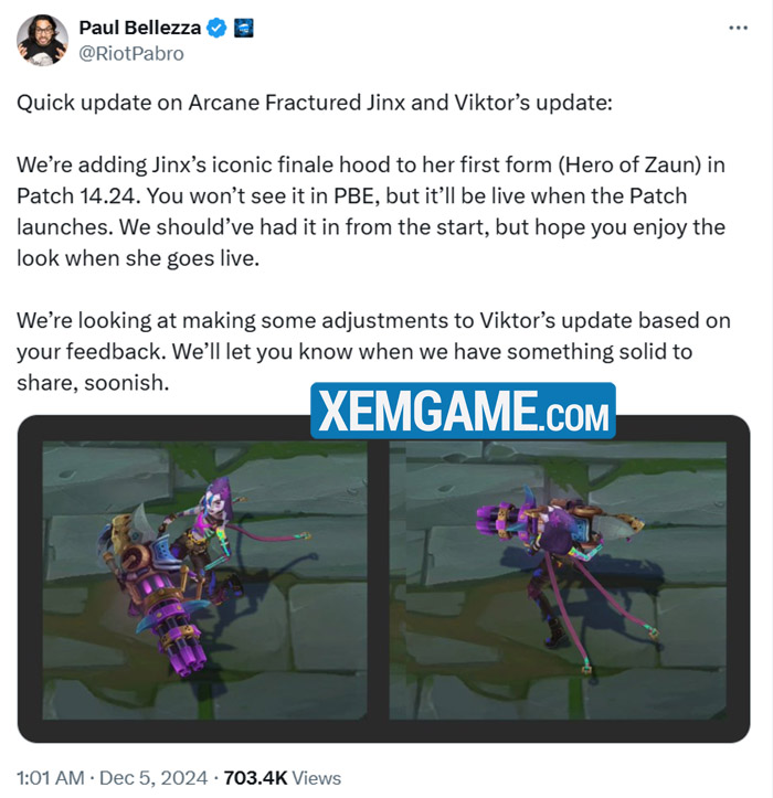 Skin Arcane Trác Việt của Jinx và ngoại hình mới của Viktor bị chê thậm tệ, Riot chỉnh sửa nhanh screenshot 1 7