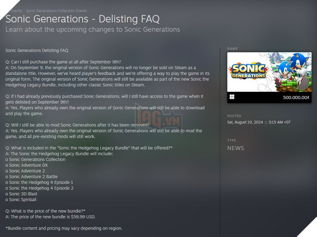 SEGA Don Duong Cho Sonic x Shadow Genearions Nhung Van Quyet Dinh Ban Ban Goc Dang Goi Game 2 SEGA Dọn Đường Cho Sonic x Shadow Genearions Nhưng Vẫn Quyết Định Bán Bản Gốc Dạng Gói Game 2