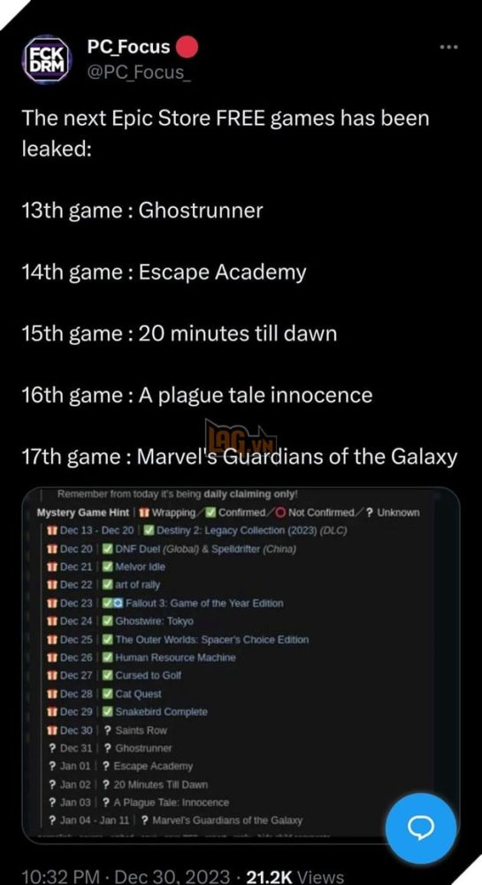 Chương Trình Tặng Game Hàng Ngày Của Epic Games Store Chính Thức Trở Lại Từ 12 Tháng 12 3