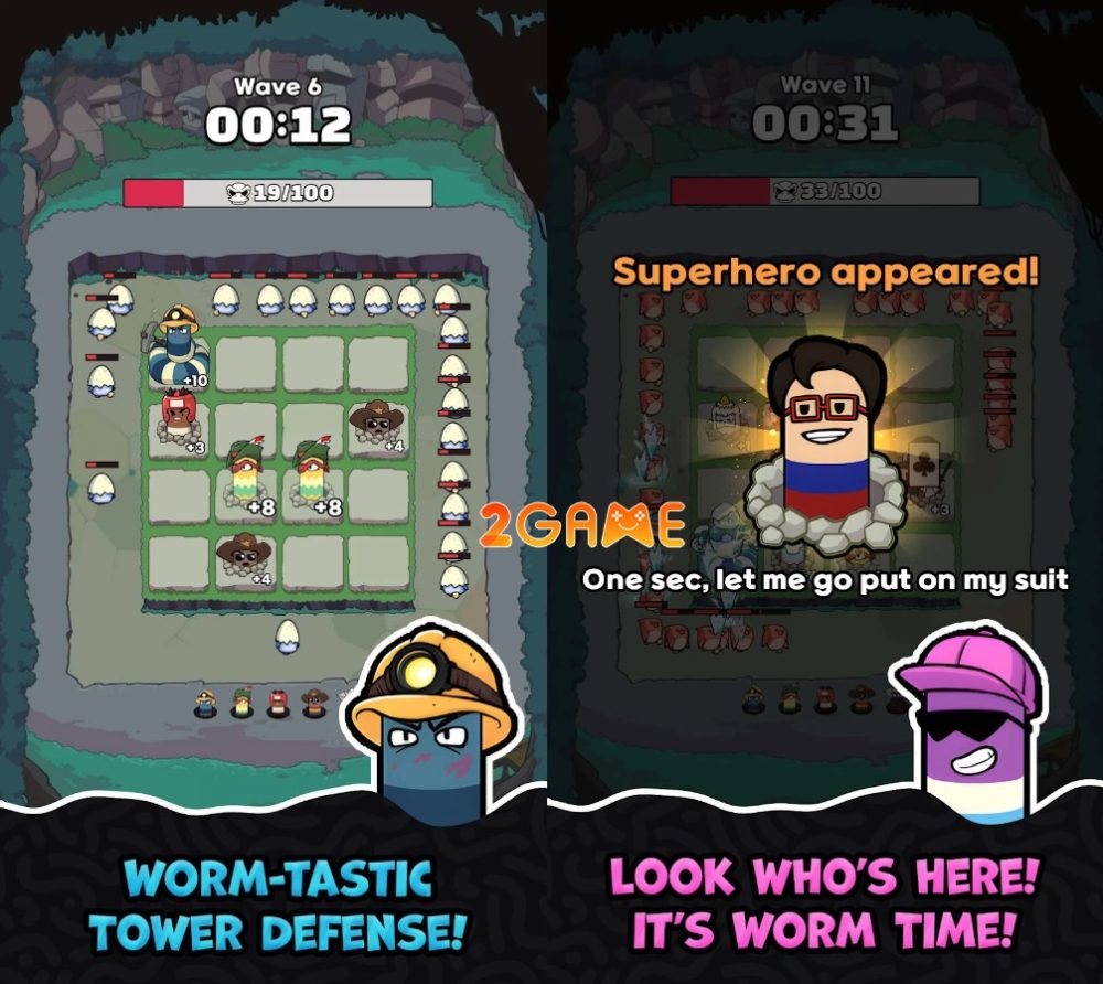 Wormvengers – Game thủ thành có lối chơi độc đáo siêu thú vị wormvengers 1