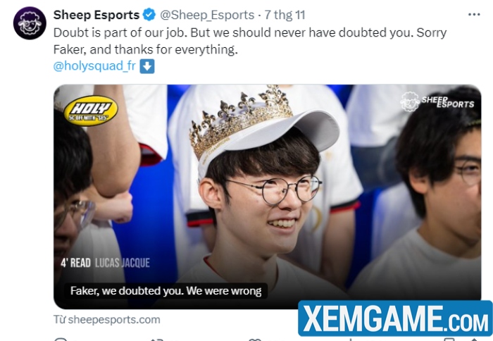 Truyền thông châu Âu xin lỗi vì loại Faker khỏi Top 30 ở CKTG 2024 xin loi faker top 30