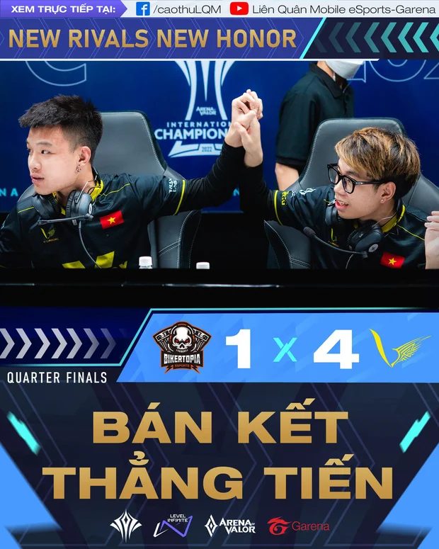 164-1 Liên Quân Mobile: V Gaming đánh bại Bikertopia Esports, giành vé vào Bán kết AIC 2022 164 1