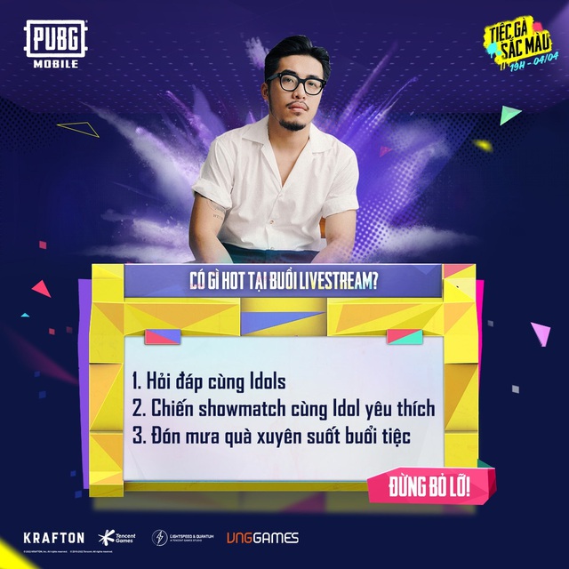 Nhanh tay giành lấy cơ hội “song ca” cùng với Hoàng tử Indie - Vũ tại buổi Livestream Tiệc Gà Sắc Màu của PUBG Mobile - Ảnh 2. Nhanh tay giành lấy cơ hội “song ca” cùng với Hoàng tử Indie - Vũ tại buổi Livestream Tiệc Gà Sắc Màu của PUBG Mobile - Ảnh 2.