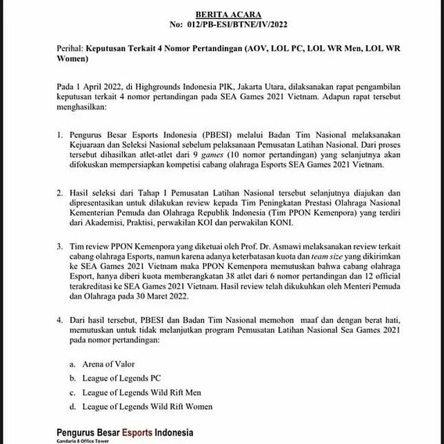 Đối thủ 2 lần khiến Liên Quân VN rơi lệ tại giải thế giới xin rút lui SEA Games, rút cả LMHT và Tốc Chiến - Ảnh 1.