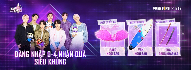 Sự kiện Gen FF bùng nổ với chuỗi sự kiện trong game và đặc biệt “Free Fire x BTS Show” chính thức phát hành vào ngày 9 tháng 4 này! - Ảnh 1.