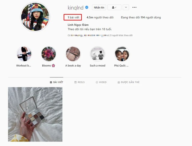 325-2 Bất ngờ Instagram gần 5 triệu follow của Linh Ngọc Đàm chỉ còn vài hình ảnh đen trắng 325 2