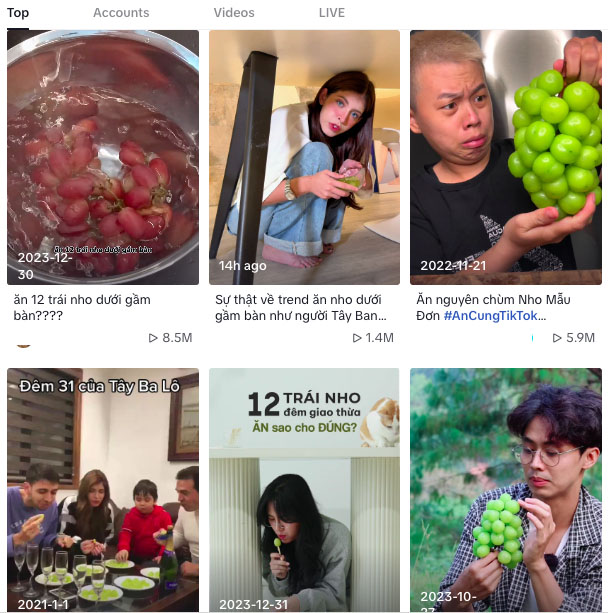 Giải mã trào lưu đầu năm mới: Ăn nho dưới gầm bàn, thắt nơ cho đồ ăn có gì thú vị? - Ảnh 1. Giải mã trào lưu đầu năm mới: Ăn nho dưới gầm bàn, thắt nơ cho đồ ăn có gì thú vị? - Ảnh 1.