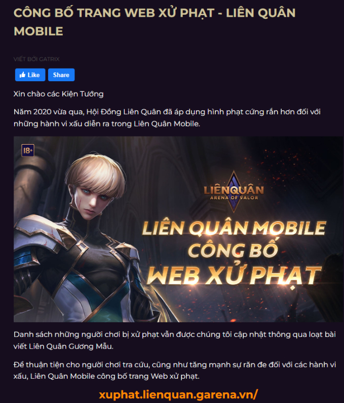 Cập nhật danh sách phong thần cuối tháng, một game thủ Liên Quân bị khoá nick tới 10 năm - Ảnh 1. Cập nhật danh sách phong thần cuối tháng, một game thủ Liên Quân bị khoá nick tới 10 năm - Ảnh 1.