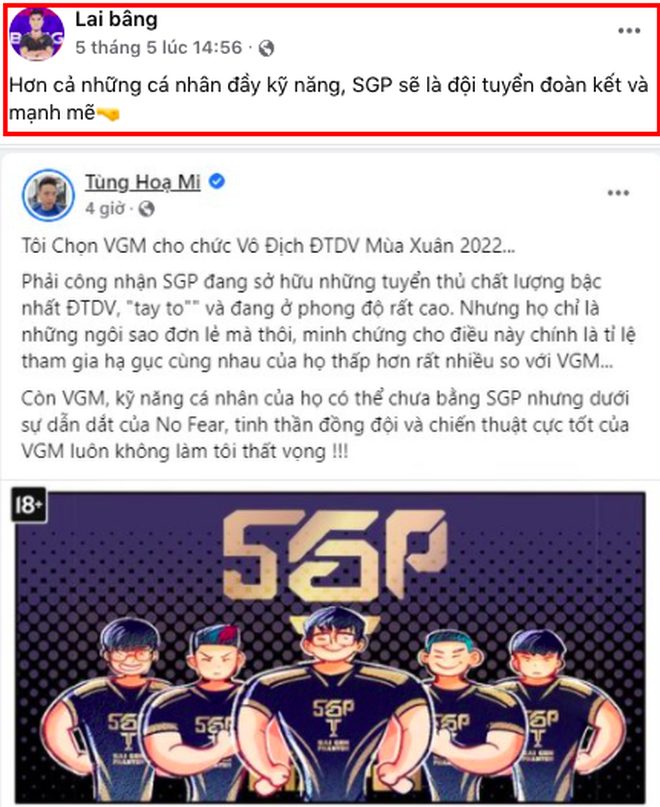 Lai Bâng “phản pháo” cực căng khi bị BLV triệu follow ý kiến đội hình của SGP chỉ là “​​những ngôi sao đơn lẻ” anh chup man hinh 2022 05 07 luc 080759 16518863986311341833230