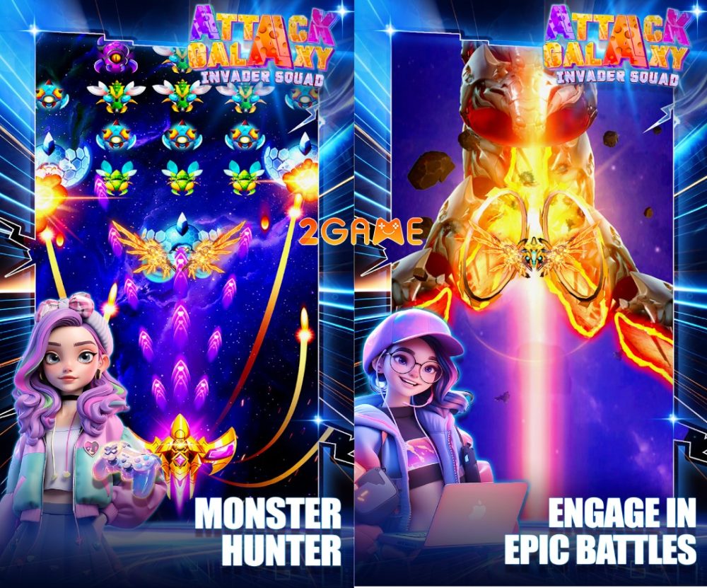 Đa dạng hiệu ứng trong game Attack Galaxy Invader Squad