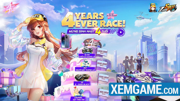 ZingSpeed Mobile ra mắt sự kiện sinh nhật 4 tuổi, quà tặng iPhone 14 Pro Max thu hút mọi ánh nhìn