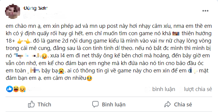 Nhờ tìm giúp game người lớn, nam thanh niên khiến CĐM phải ôm bụng cười vì lời miêu tả không thể thật hơn... - Ảnh 1.