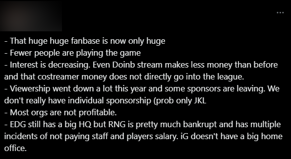 Một kênh chuyên theo dõi LMHT xứ Trung chỉ ra những yếu tố đang khiến LPL gặp nguy và thụt lùi so với LCK Một kênh chuyên theo dõi LMHT xứ Trung chỉ ra những yếu tố đang khiến LPL gặp nguy và thụt lùi so với LCK