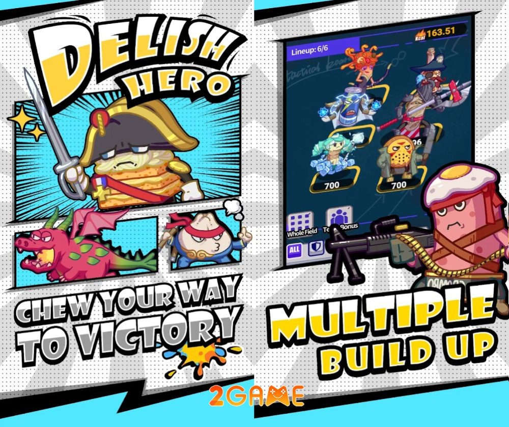 Xây dựng đội hình từ với các siêu anh hùng thực phẩm trong game Delish Hero