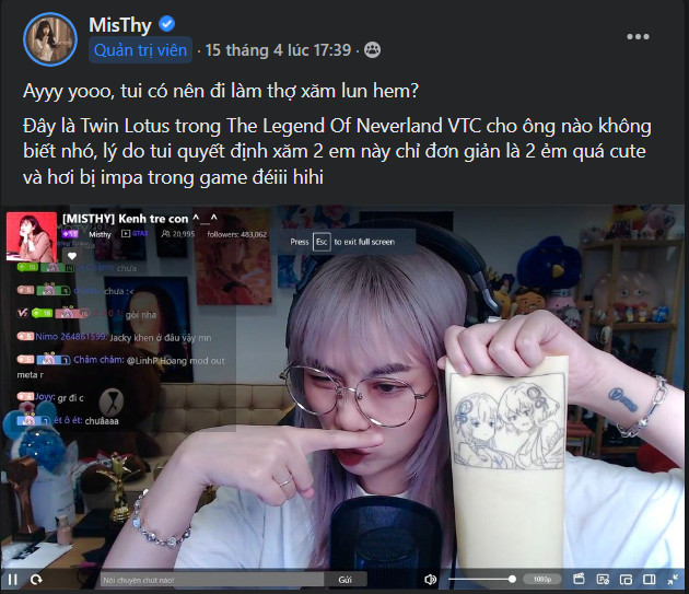 e1baa2nh20115 Chuyển nghề từ streamer thành thợ xăm, Misthy khai mực luôn bằng 1 hình tha-thu Twin Lotus trong The Legend of Neverland VTC e1baa2nh20115