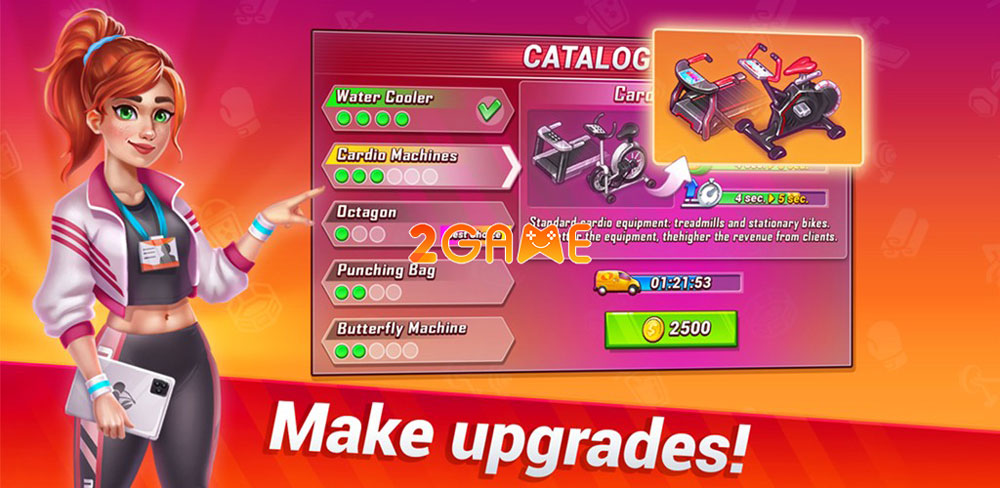Bạn có thể nâng cấp máy móc trong game mô phỏng Fitness Tycoon GYM