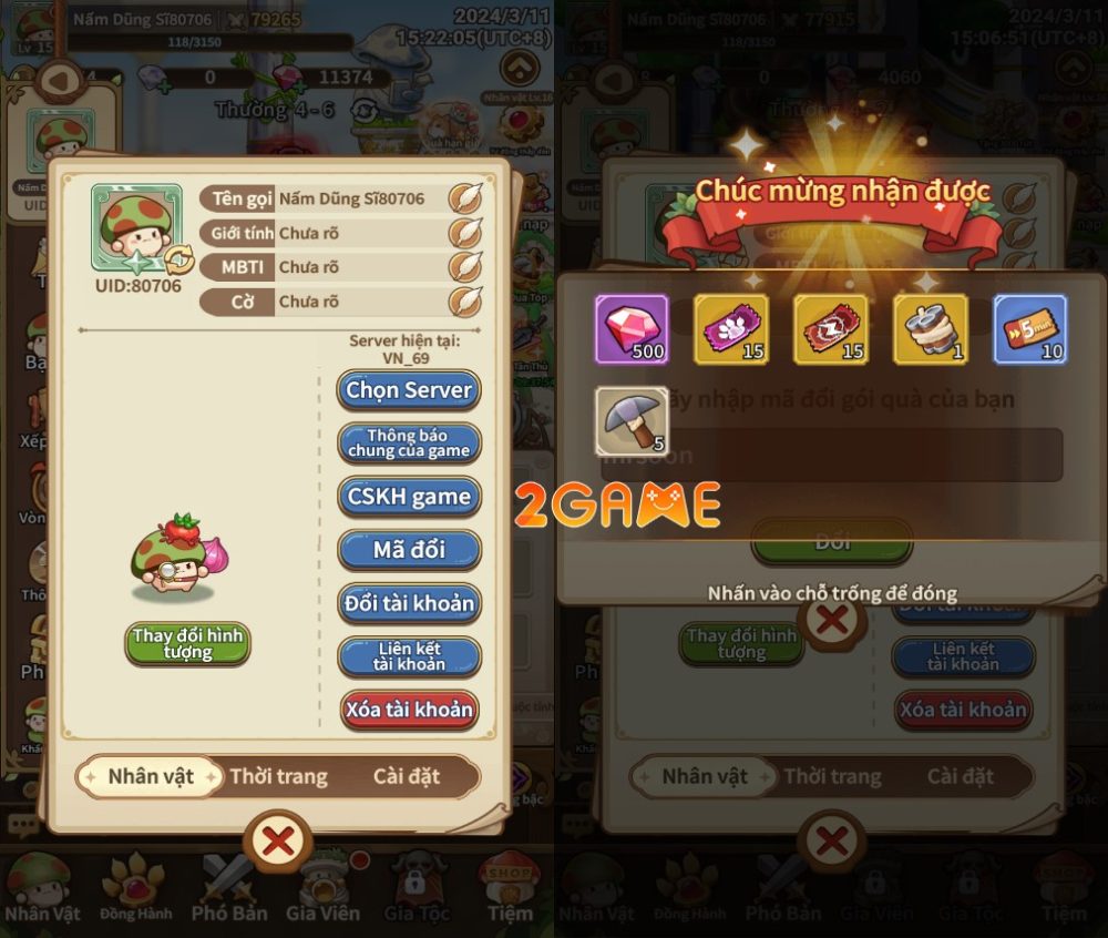 Nhập ngay giftcode Nấm Lùn Tiến Lên để nhận hàng loạt phần quà có giá trị trong game
