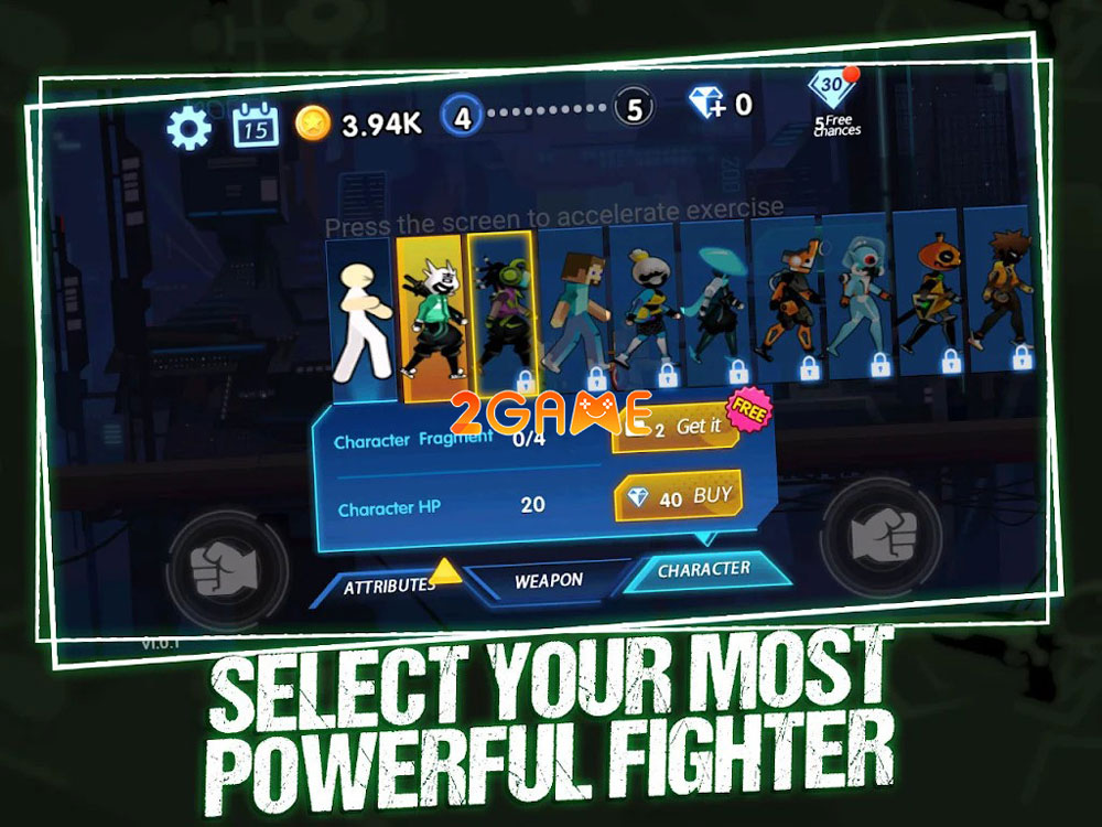 Dàn người que trong game Kombat Hero 2