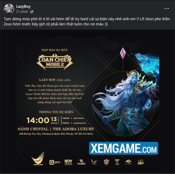 Dàn streamer hội ngộ trong Loạn Chiến Mobile, tranh cãi về anh hùng Thần Thoại, Tây Du và Tam Quốc sắp có lời giải đáp? lazyboy