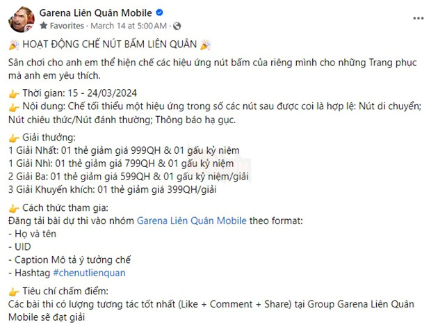 Su kien cua Lien Quan Mobile bi chi trich la thieu coi trong su sang tao cua game thu Sự kiện của Liên Quân Mobile bị chỉ trích là thiếu coi trọng sự sáng tạo của game thủ