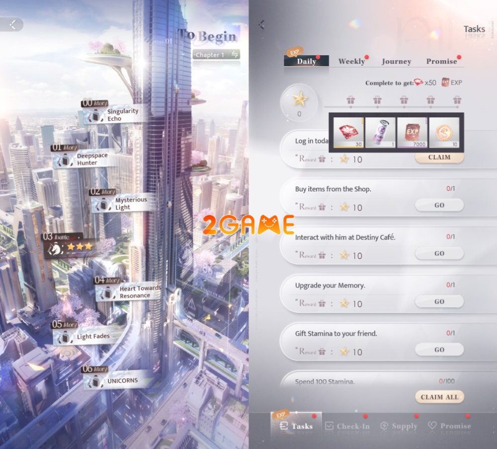 love-and-deepspace-2 Kiếm điểm kinh nghiệm tại nhiệm vụ hàng ngày là việc nên làm mỗi ngày trong game Love and Deepspace