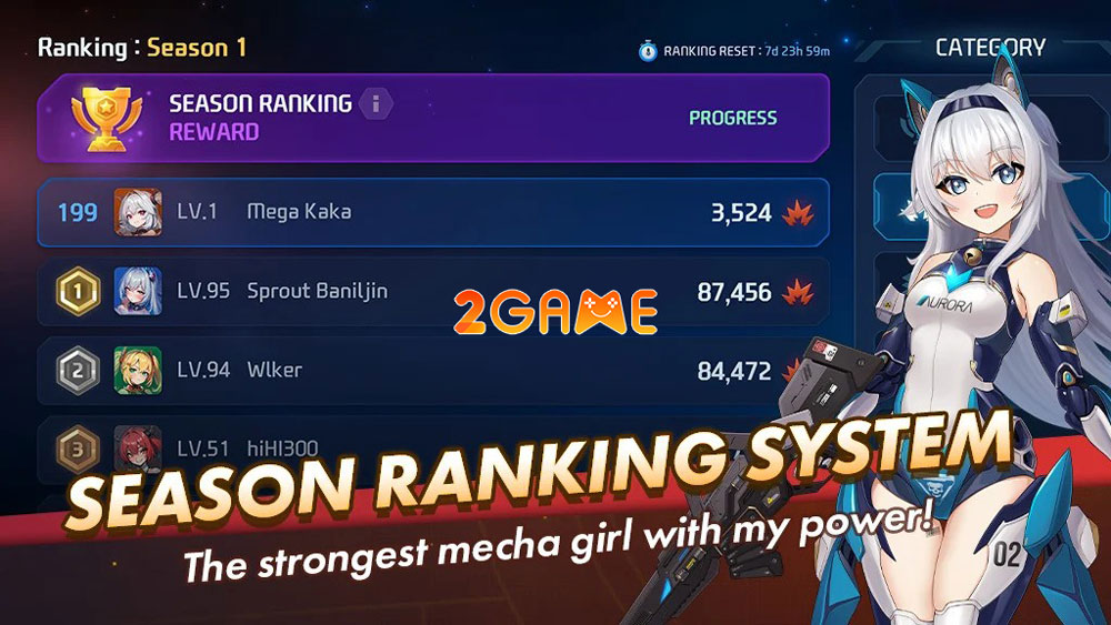 Bảng xếp hạng trong game Mecha Girls Survivor Bảng xếp hạng trong game Mecha Girls Survivor