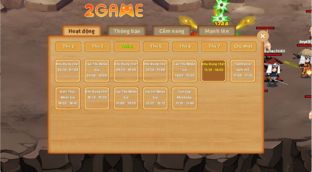 Mộc Diệp Truyền Thuyết có các hoạt động hấp dẫn được diễn các trong các khung giờ mỗi ngày