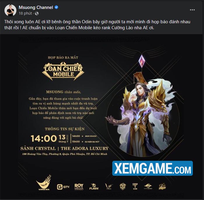 Dàn streamer hội ngộ trong Loạn Chiến Mobile, tranh cãi về anh hùng Thần Thoại, Tây Du và Tam Quốc sắp có lời giải đáp? msuong