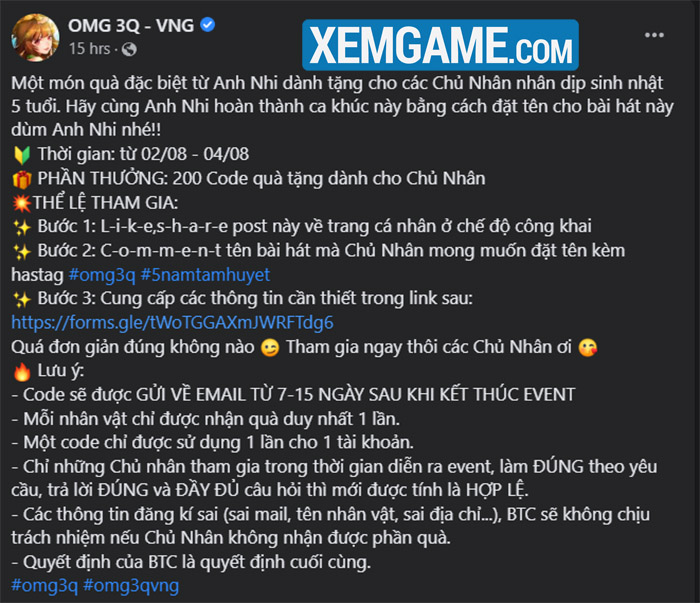 OMG 3Q Mobile tổ chức hàng loạt sự kiện khủng mừng sinh nhật 5 tuổi omg 3q 4 8 4