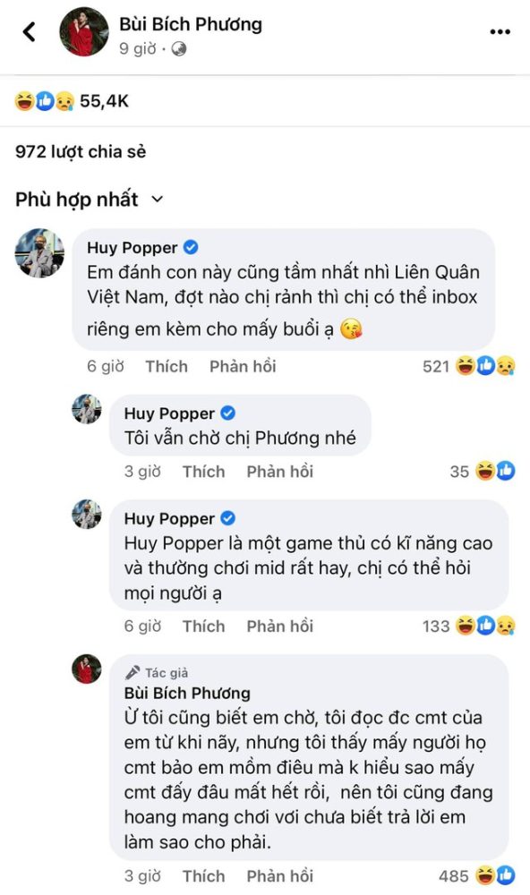 Tình nguyện kèm Bích Phương nhập môn Liên Quân, Huy Popper quê ra mặt, bị “lính mới” chê khéo một điều - Ảnh 2. Tình nguyện kèm Bích Phương nhập môn Liên Quân, Huy Popper quê ra mặt, bị “lính mới” chê khéo một điều - Ảnh 2.