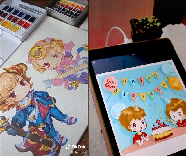 Không cần tâm hồn nức nở, loạt gái xinh Gen Z trổ tài, vẽ tặng Gun Gun Mobil mừng sinh nhật cực yêu - Ảnh 1.