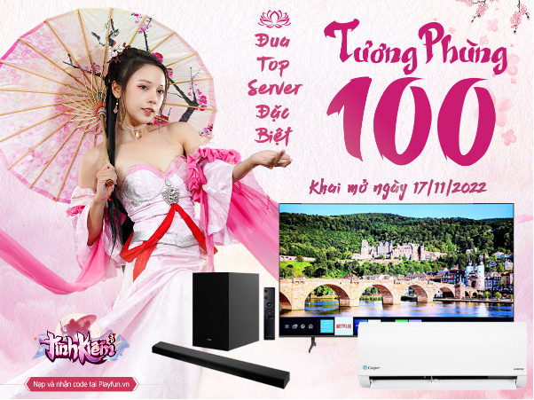 Mừng máy chủ đặc biệt Tương Phùng 100, Tình Kiếm 3D chơi lớn tặng Tivi, điều hòa cực giá trị - Ảnh 1. Mừng máy chủ đặc biệt Tương Phùng 100, Tình Kiếm 3D chơi lớn tặng Tivi, điều hòa cực giá trị - Ảnh 1.