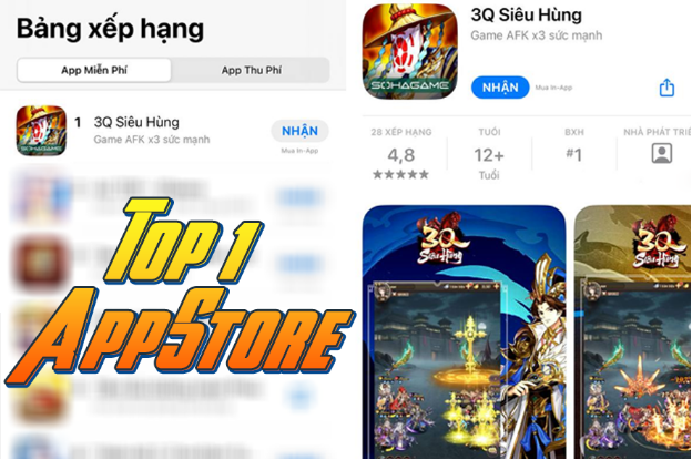 3Q Siêu Hùng vượt loạt game khủng, leo thẳng Top 1 App Store ngay ngày ra mắt - Ảnh 2. 3Q Siêu Hùng vượt loạt game khủng, leo thẳng Top 1 App Store ngay ngày ra mắt - Ảnh 2.