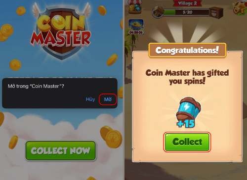 Nhận qua link trong trang Levvvel để nhận Spin Coin Master