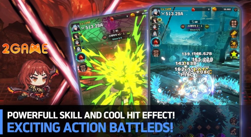 Hàng loạt các hiệu ứng đặc sắc trong game Pixel Knights: RPG Idle sẽ khiến người chơi thích mê