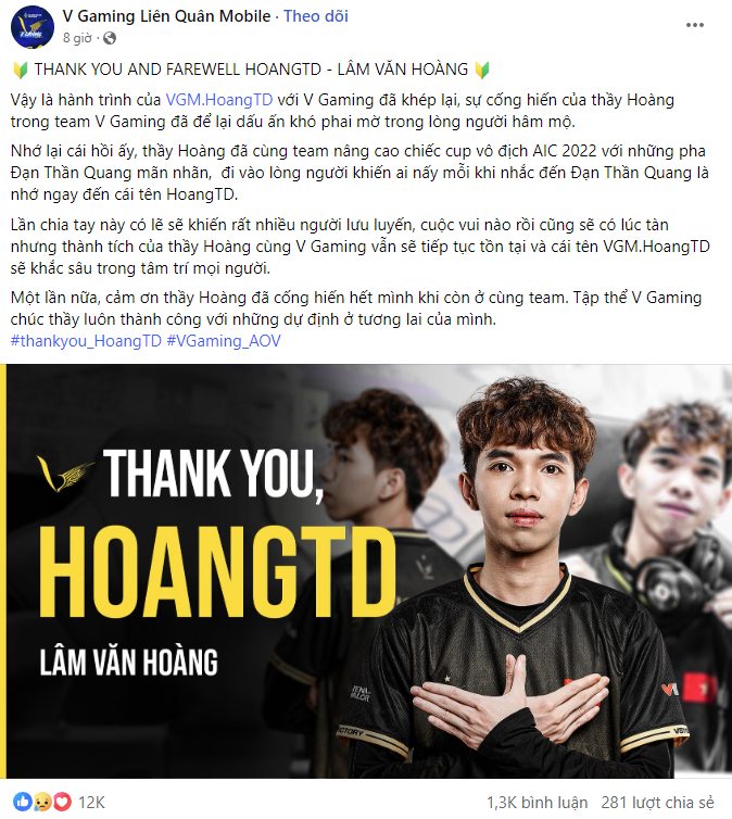 Thông báo rời team sau nhiều năm cống hiến, một tháng trước tuyển thủ nổi tiếng viết gì? - Ảnh 1.