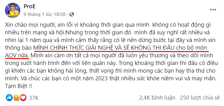 Điểm chung đáng chú ý trong thông báo giải nghệ của các tuyển thủ Liên Quân - Ảnh 1.