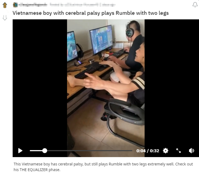 Chơi LMHT bằng chân, game thủ Việt Nam khiến cộng đồng quốc tế quan tâm - Ảnh 1. Chơi LMHT bằng chân, game thủ Việt Nam khiến cộng đồng quốc tế quan tâm - Ảnh 1.